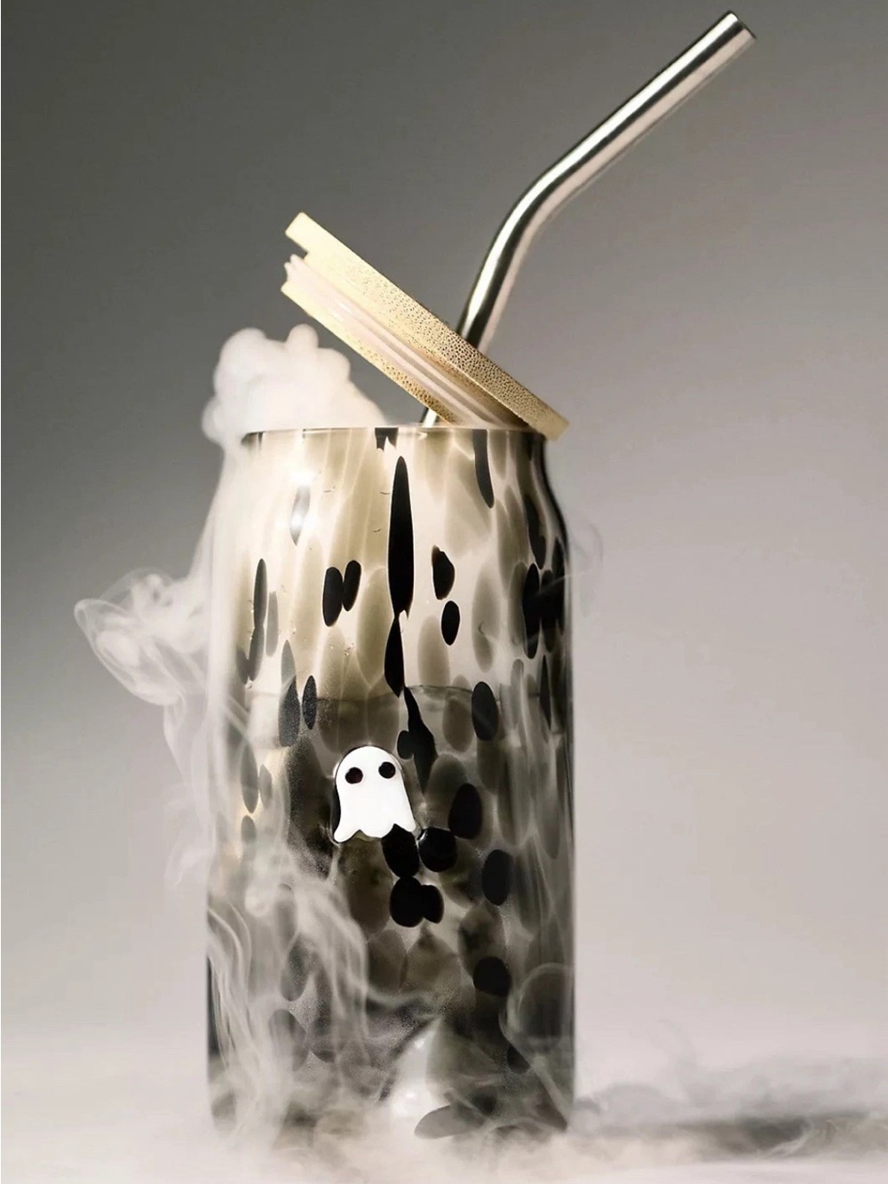 Anthropologie The Mystic Confetti Icon Juice Glass Tumbler with Lid - Ghost